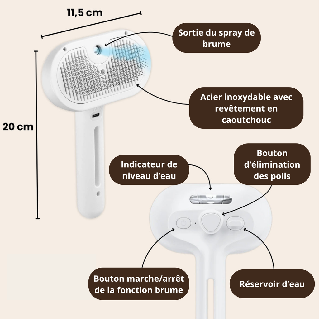 SteamZen™ – Brosse vapeur apaisante pour chiens & chats