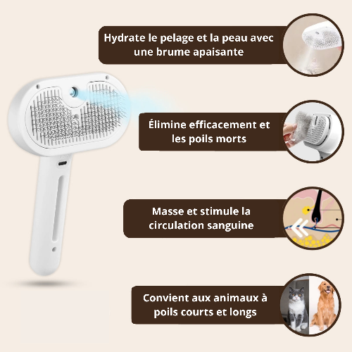 SteamZen™ – Brosse vapeur apaisante pour chiens & chats